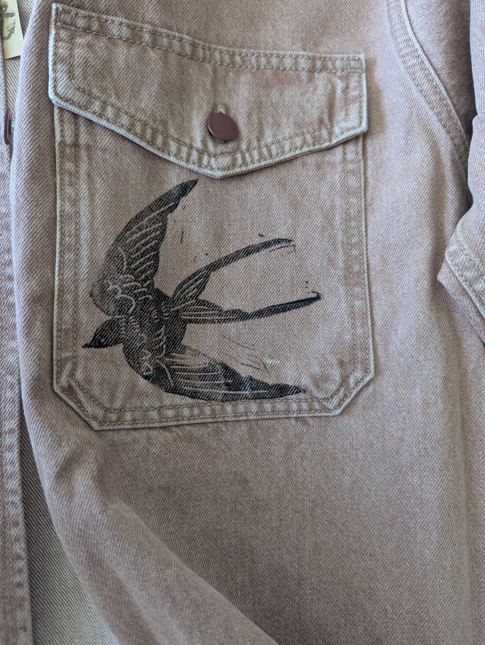 Swallow Bird Block Printed Jacket/Shacket - Picture 5 of 8